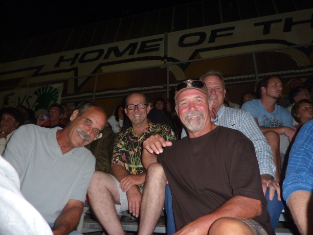 69r guys at football game--in front Jim Yates & Gary Kendrick, in back Jim Parton and Gary Hulsey 
